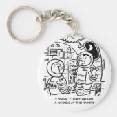 Spacemen in een ruimteschip Cartoon. Funny Cartoon Sleutelhanger (Voorkant)
