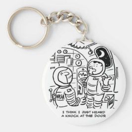 Spacemen in een ruimteschip Cartoon. Funny Cartoon Sleutelhanger