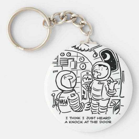 Spacemen in een ruimteschip Cartoon. Funny Cartoon Sleutelhanger (Voorkant)