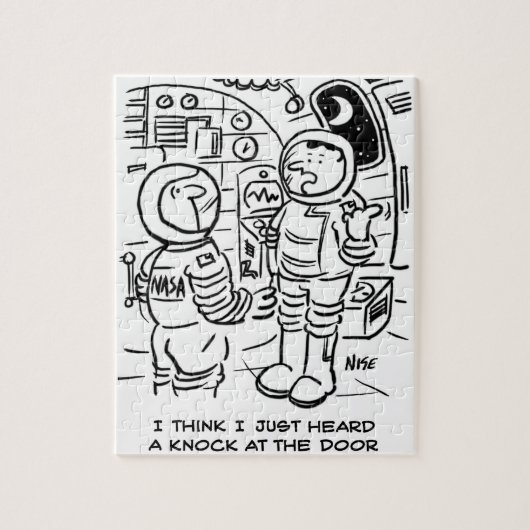 Spacemen in een ruimteschip Cartoon Legpuzzel (Verticaal)