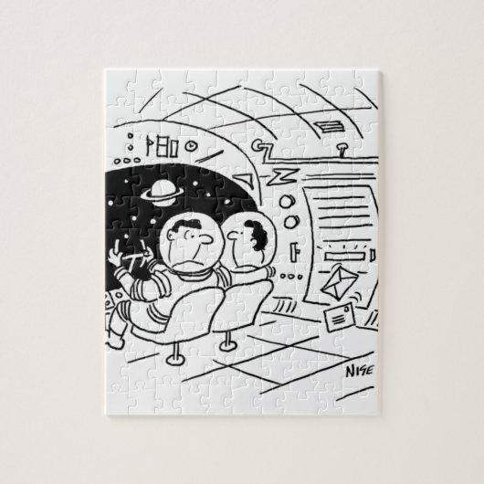 Spacemen in een ruimteschip-Cartoon Legpuzzel (Verticaal)