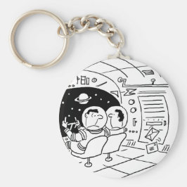 Spacemen in ruimteschip met postbezorging. Grappig Sleutelhanger