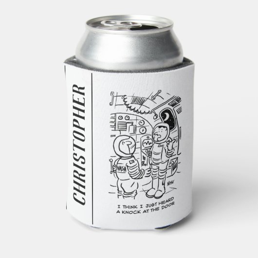 Spacemen op het ruimteschip Hear Knock aan de deur Blikjeskoeler (Blikje Achterkant)