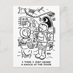 Spacemen op het ruimteschip Hear Knock aan de deur Briefkaart