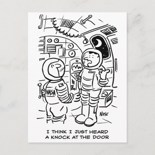 Spacemen op het ruimteschip Hear Knock aan de deur Briefkaart (Voorkant)