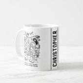 Spacemen op het ruimteschip Hear Knock aan de deur Koffiemok (Voorkant links)