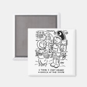 Spacemen op het ruimteschip Hear Knock aan de deur Magneet (Voorkant / Achterkant)