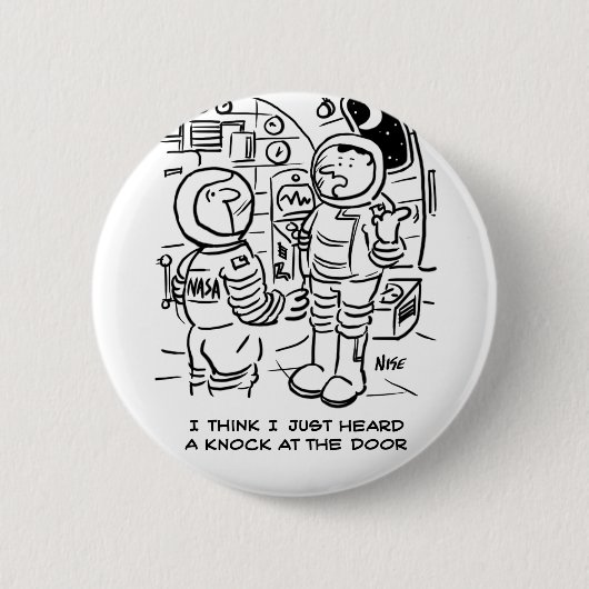 Spacemen op het ruimteschip Hear Knock aan de deur Ronde Button 5,7 Cm (Voorkant)