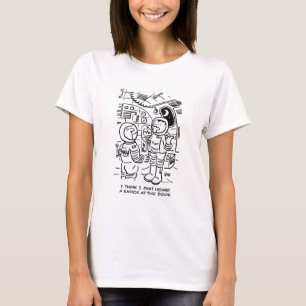 Spacemen op het ruimteschip Hear Knock aan de deur T-shirt