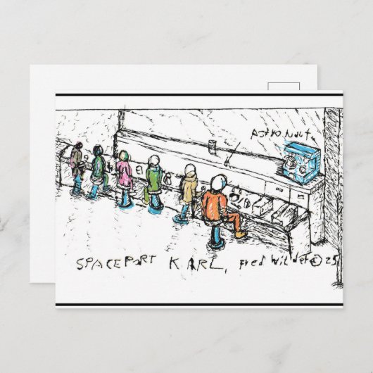 Spaceport KARL, concept van de kunstenaar schets d Briefkaart (Voorkant / Achterkant)