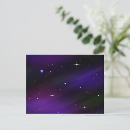 Spacescape met planeten en sterren briefkaart (Staand voorkant)