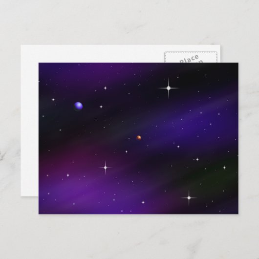 Spacescape met planeten en sterren briefkaart (Voorkant / Achterkant)