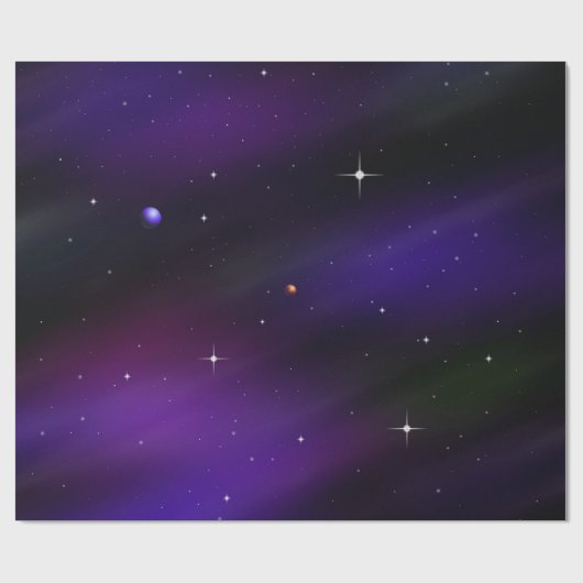Spacescape met planeten en sterren cadeaupapier (Vlak)