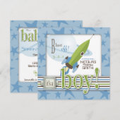 Spaceship Baby shower Invitation Kaart (Voorkant / Achterkant)