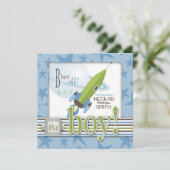 Spaceship Baby shower Invitation Kaart (Staand voorkant)