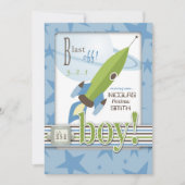 Spaceship Baby shower Invitation Kaart (Voorkant)
