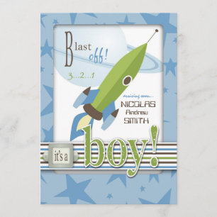 Spaceship Baby shower Invitation Kaart