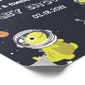 Spaceship Dinosaur Star Planet Baby shower Welkom Poster (Hoek)