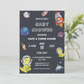 Spaceship Dinosaur Star Planet Galaxy Baby shower Kaart (Staand voorkant)