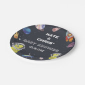 Spaceship Dinosaur Star Planet Galaxy Baby shower Papieren Bordje (Gekanteld)