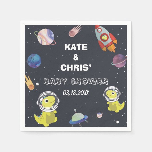 Spaceship Dinosaur Star Planet Galaxy Baby shower Servet (Voorkant)