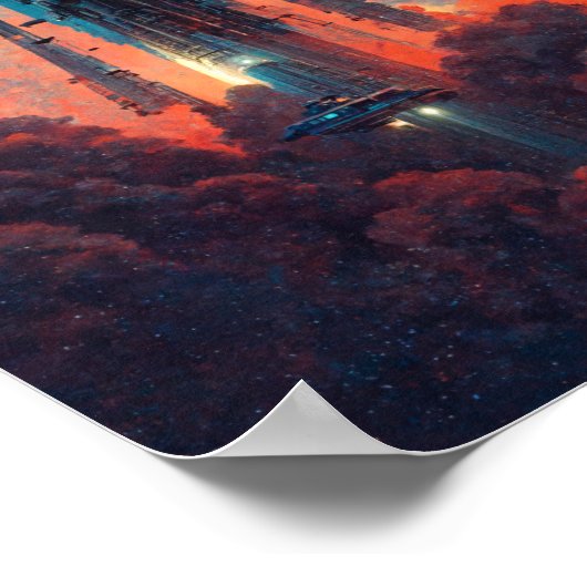 Spaceship Liftoff Sci-Fi Art Poster (Hoek)