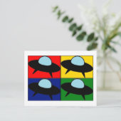 Spaceship Pop Art Briefkaart (Staand voorkant)