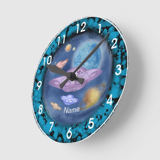 Spaceship Roadtrip Clock Ronde Klok (Hoek)