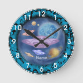 Spaceship Roadtrip Clock Ronde Klok (Voorkant)