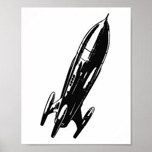 Spaceship tekening, illustratie. poster