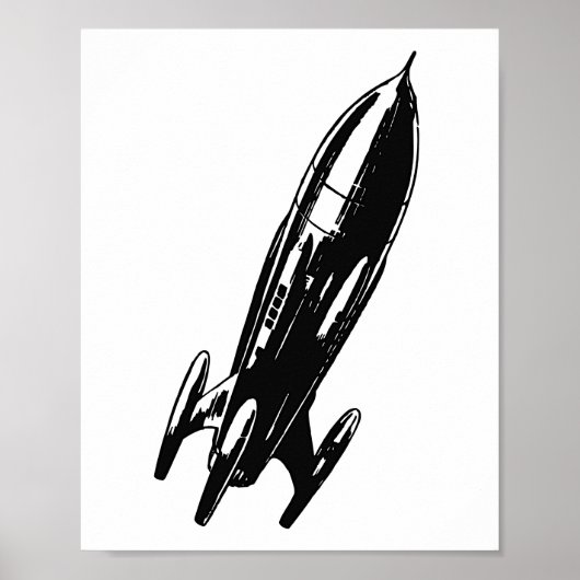 Spaceship tekening, illustratie. poster (Voorkant)