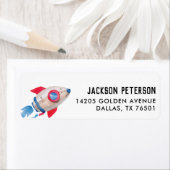 Spaceship Two the Moon Birthday party Boys Etiket (Insitu)