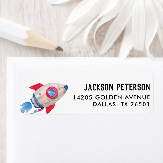 Spaceship Two the Moon Birthday party Boys Etiket (Insitu)