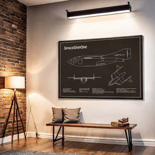 SpaceShipOne - Plannen voor het tekenen van de vli Poster