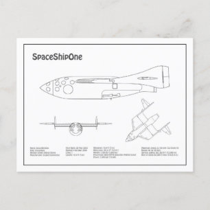 SpaceShipOne - Vliegtuigblauwdruk tekeningen BD Briefkaart