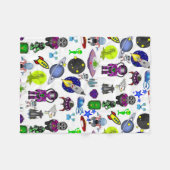 Spaceships Stars Aliens Blanket Fleece Deken (Voorkant (Horizontaal))