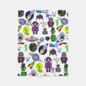 Spaceships Stars Aliens Blanket Fleece Deken (Voorkant)
