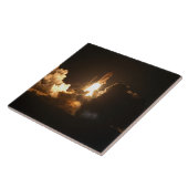 Spaceshuttle Aarde baan ruimtevaartuig nacht Canva Tegeltje (Zijkant)