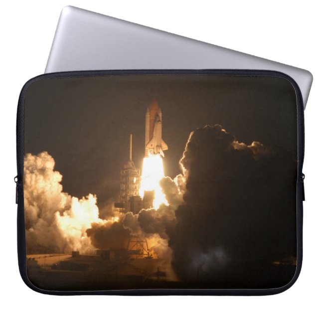 Spaceshuttle Aarde Omloopschip Nacht Canva Laptop Sleeve (Voorkant)