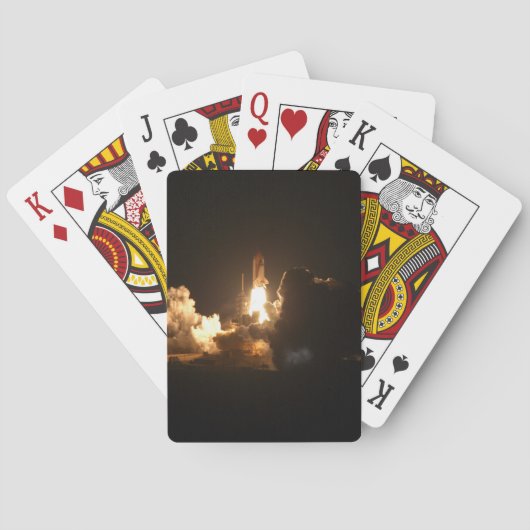 Spaceshuttle Aarde Omloopschip Nacht Canva Pokerkaarten (Achterkant)