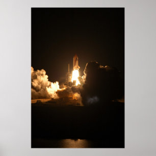 Spaceshuttle Aarde Omloopschip Nacht Poster
