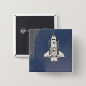 Spaceshuttle Atlantis 5 Vierkante Button 5,1 Cm (Voorkant /achterkant)