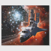 Spaceshuttle Atlantis Hubble-telescoop Kunstwerk Cadeaupapier (Vlak)