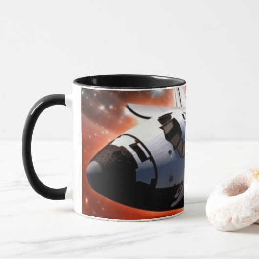 Spaceshuttle Atlantis Hubble-telescoop Kunstwerk Mok (Met donut)