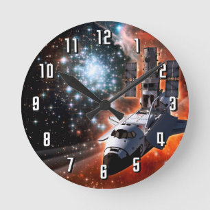 Spaceshuttle Atlantis Hubble-telescoop Kunstwerk Ronde Klok