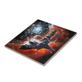 Spaceshuttle Atlantis Hubble-telescoop Kunstwerk Tegeltje (Zijkant)