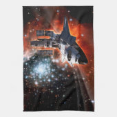 Spaceshuttle Atlantis Hubble-telescoop Kunstwerk Theedoek (Verticaal)