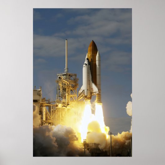 Spaceshuttle Atlantis-lanceerposter NASA STS-122 Poster (Voorkant)