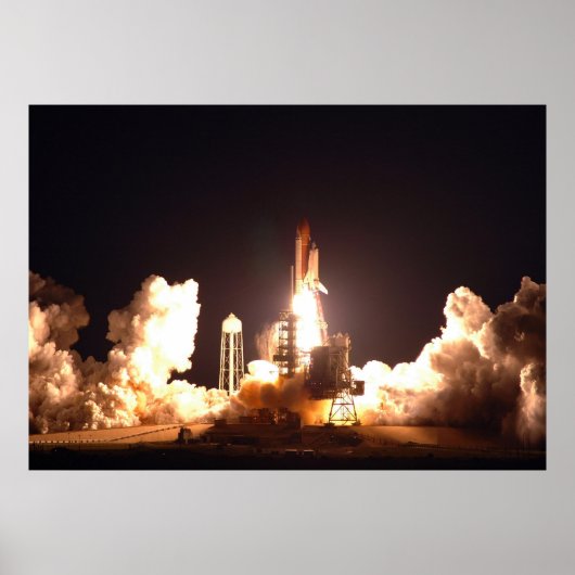 Spaceshuttle Endeavour nachtelijke lancering Poster (Voorkant)