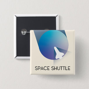 Spaceshuttle vintage stijl ruimte kunst. vierkante button 5,1 cm